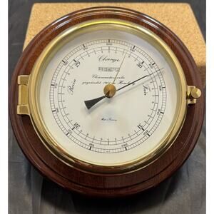 WEMPE Hamburg Skipper Marine Aneroid Barometer Brass & Mahogany - Germany